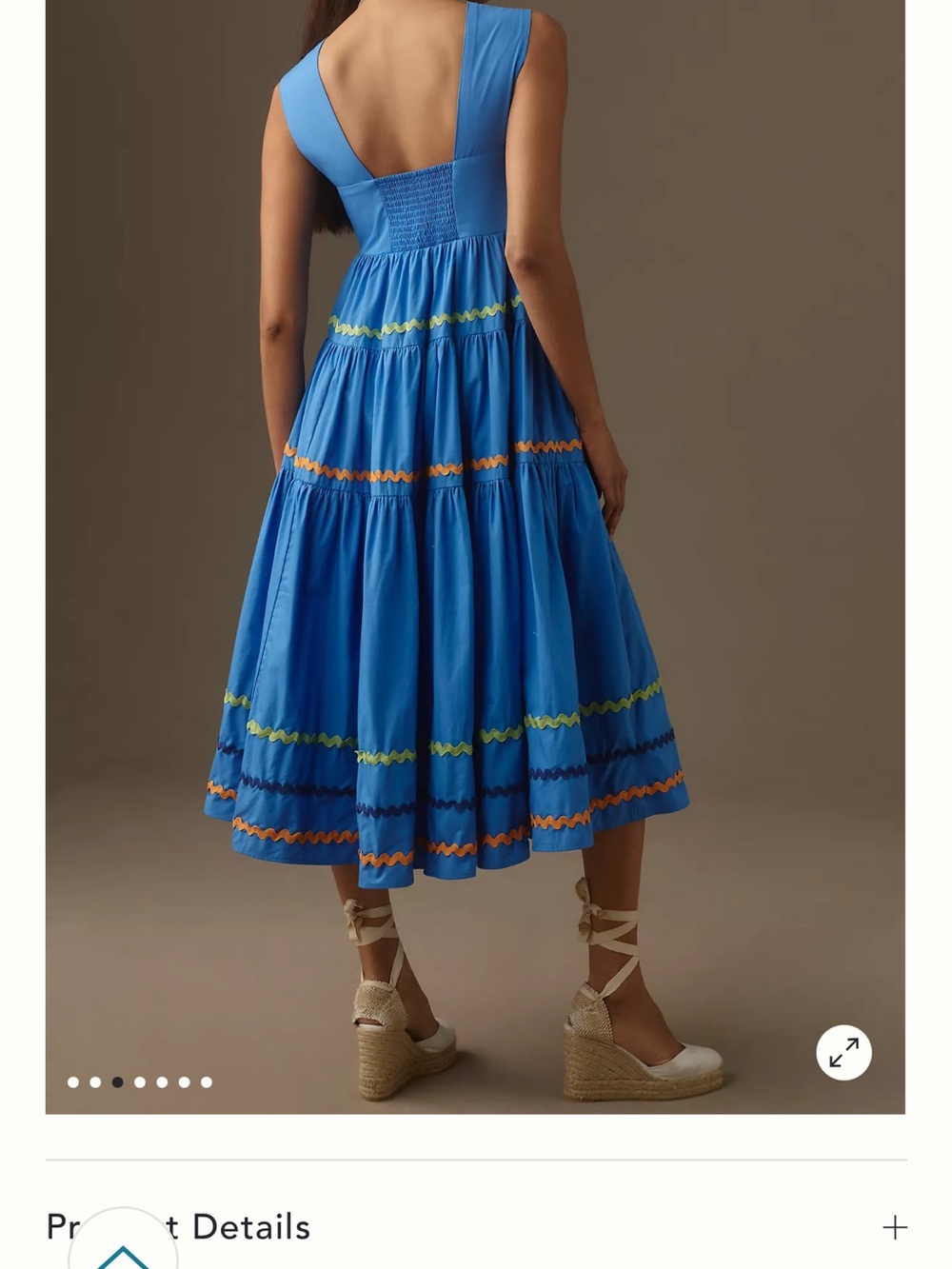 NWT Anthropologie Helena Square-Neck Tiered Midi Dress Smocked Scallop Edition M - Picture 3 of 7